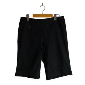 Denver Hayes Black Striped Cuffed Classic Fit Bermuda Shorts